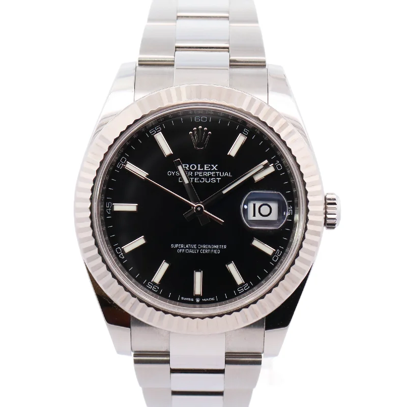 men's watches with large face and clear date windows -Rolex Datejust 41mm Black Dial Watch Ref# 126334