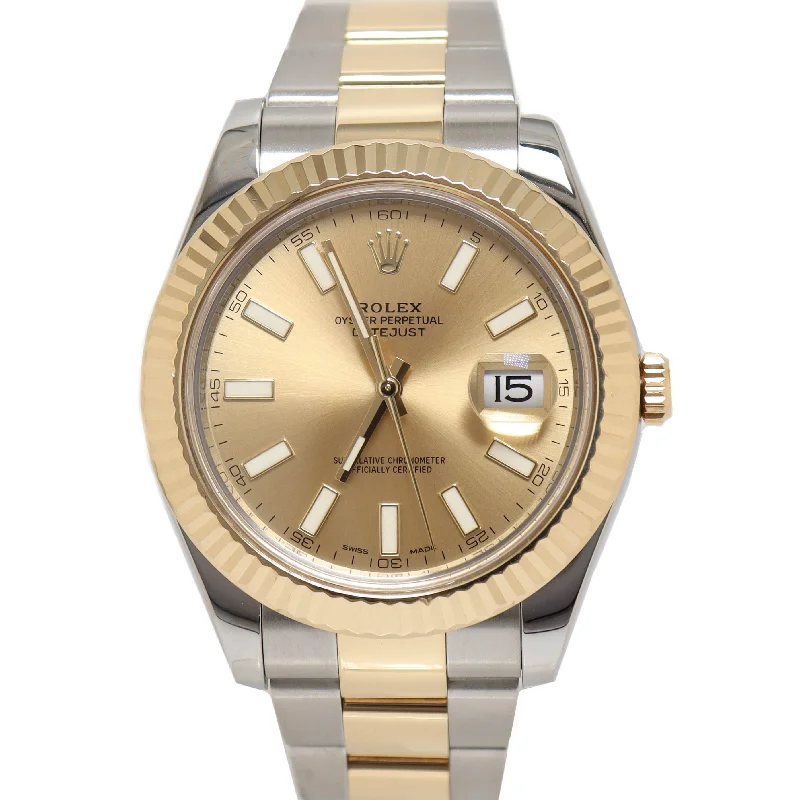 classic analog watches for men with rugged designs -Rolex Datejust 41mm Champagne Dial Watch Ref# 116333