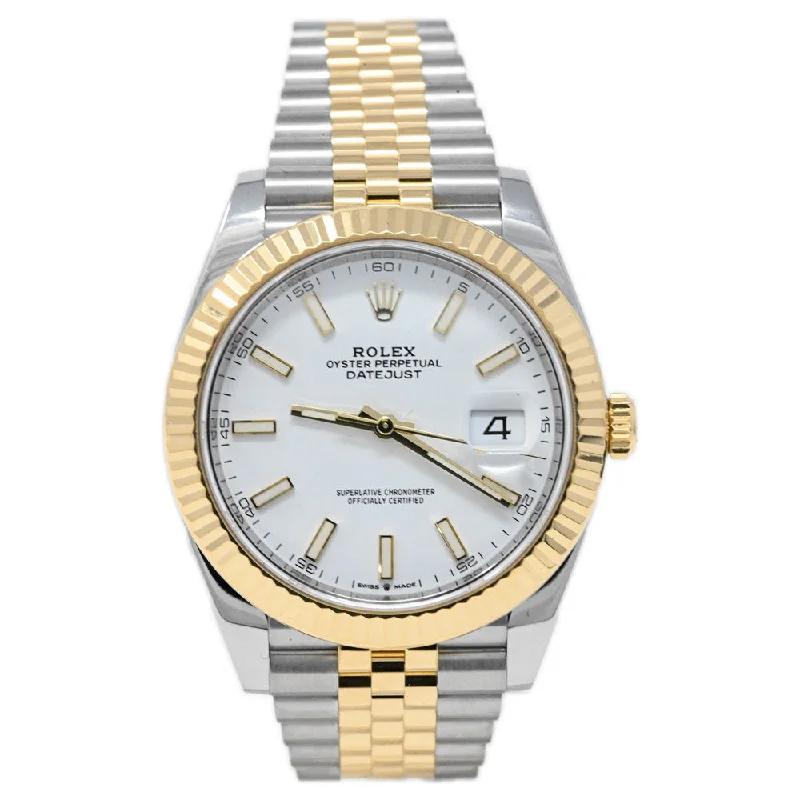 women's watches with bold face design and high-tech features -Rolex Datejust 41mm White Dial Watch Ref# 126333