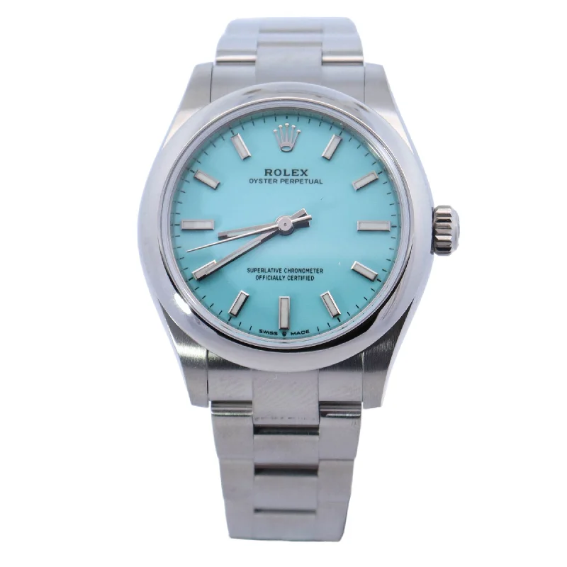 best watches for men with large dials and bold designs -Rolex Oyster Perpetual 31mm Tiffany Dial Ref# 277200