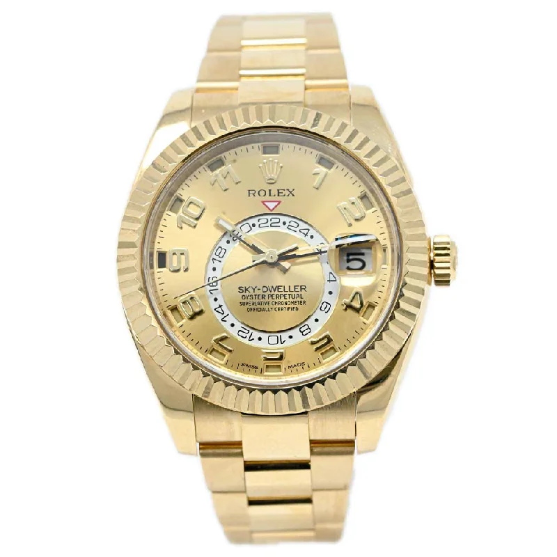 eco-friendly sport watches for men with bamboo bands -Rolex Sky-Dweller 42mm Champagne Dial Watch Ref# 326938