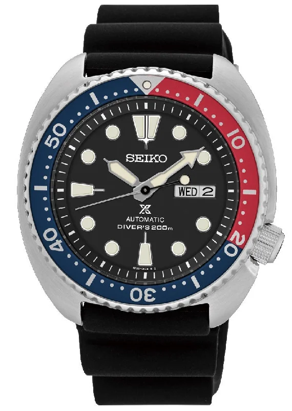 men's watches with automatic movements and day-date features -Seiko Prospex Turtle Automatic Stainless Steel Divers Day Date Mens Watch SRPE95K1