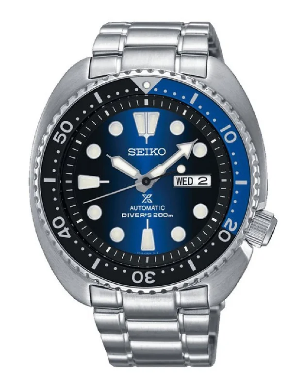 solar-powered sport watches for men with multi-sport modes -Seiko Prospex Turtle Automatic Stainless Steel Divers Day Date Mens Watch SRPF15K1