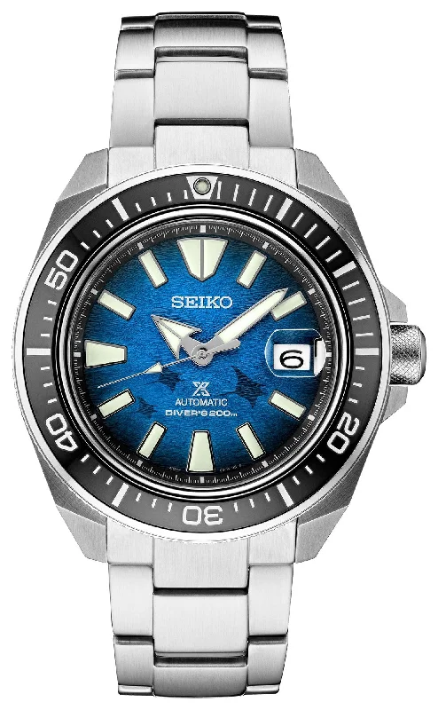 sport watches for men with built-in heart rate monitoring -Seiko Special Edition Prospex Automatic Stainless Steel Blue Dial Date Divers Mens Watch SRPE33K1