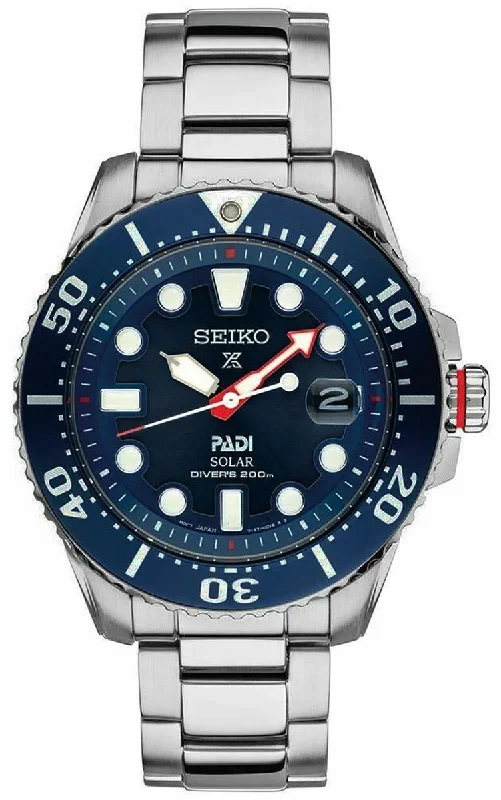 smartwatches for women with multi-sport tracking and waterproof -Seiko Special Edition Prospex Solar Stainless Steel Blue Dial Date Divers Mens Watch SNE549P1