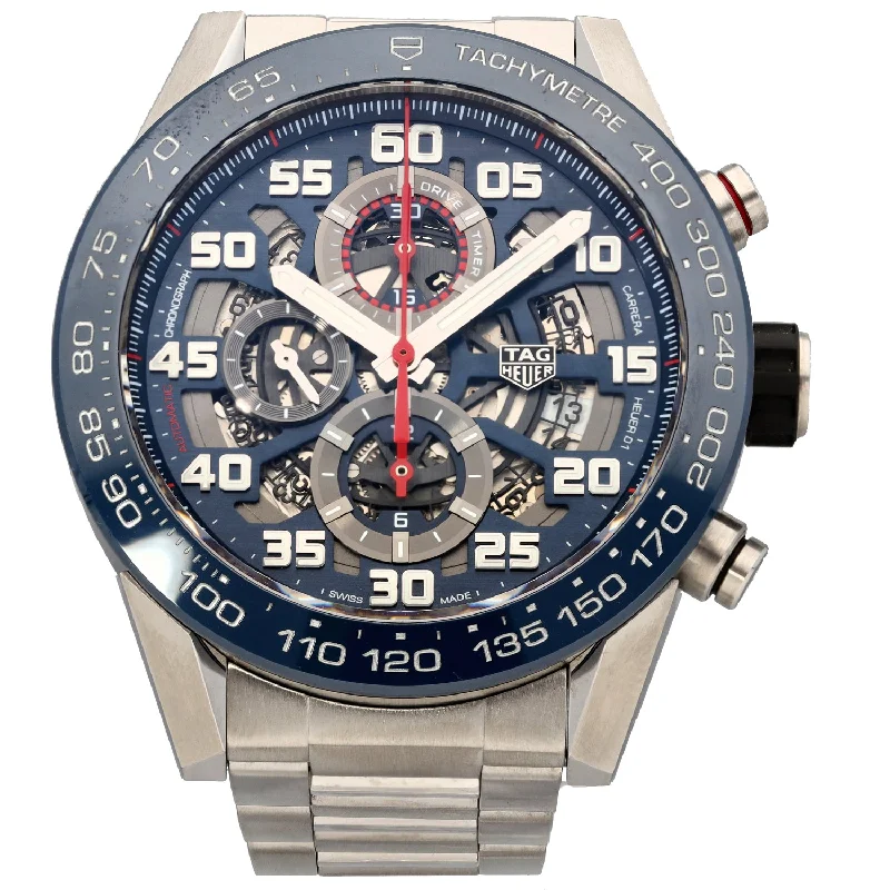 watches for men with elegant dial designs and leather bands -Tag Heuer Carrera CAR2A1K 45mm Stainless Steel Watch