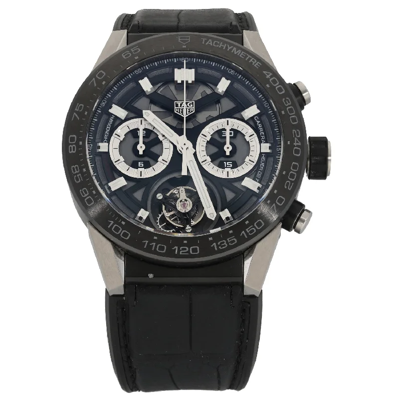 classic sport watches for men with durable rubber straps -Tag Heuer Carrera Tourbillon CAR5A8Y 45mm Titanium & Ceramic Watch