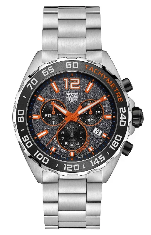 best men’s watches with leather and stainless steel designs -TAG Heuer Formula 1 Chronograph Stainless Steel Grey Dial Date Divers Quartz Mens Watch CAZ101AH.BA0842