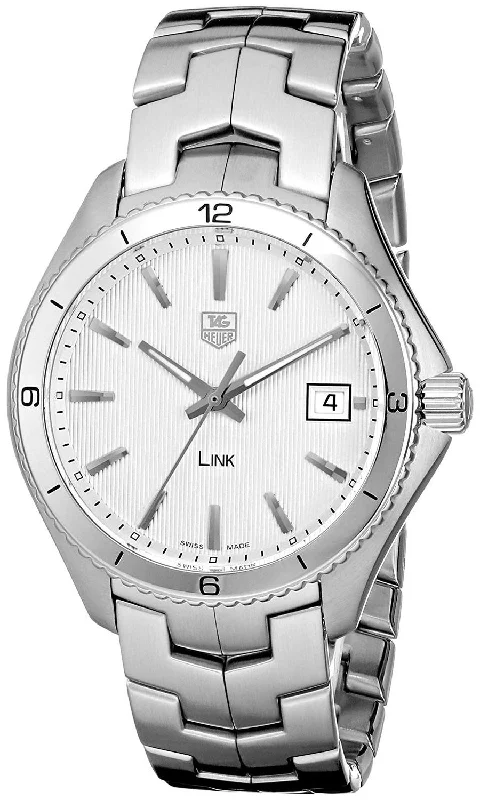 high-end women's watches with luxurious metal bands -TAG Heuer Link Stainless Steel Silver Dial Date Quartz Mens Watch WAT1111.BA0950