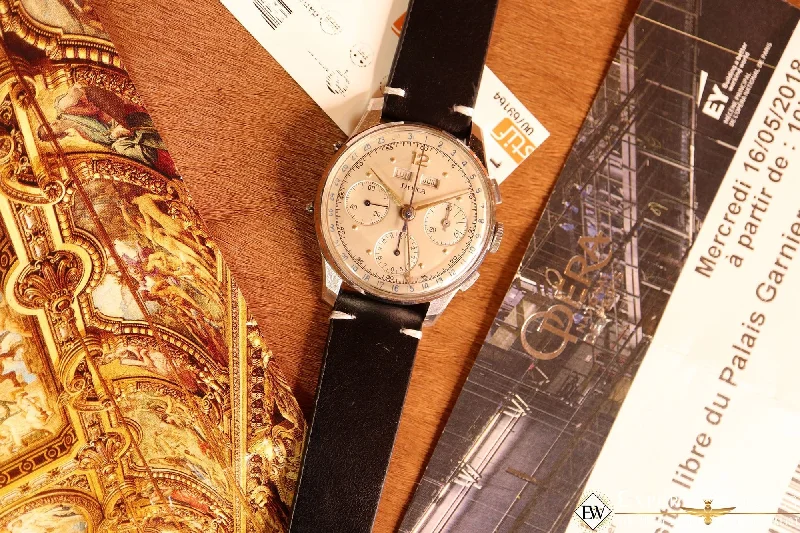 women’s watches with simple and elegant designs -1950s Vintage DOXA VALJOUX 72C Triple French Day Date Calendar Chronograph Watch